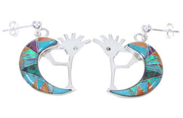 Multicolor Inlay Whiterock Sunrise Kokopelli Post Earrings YS68999